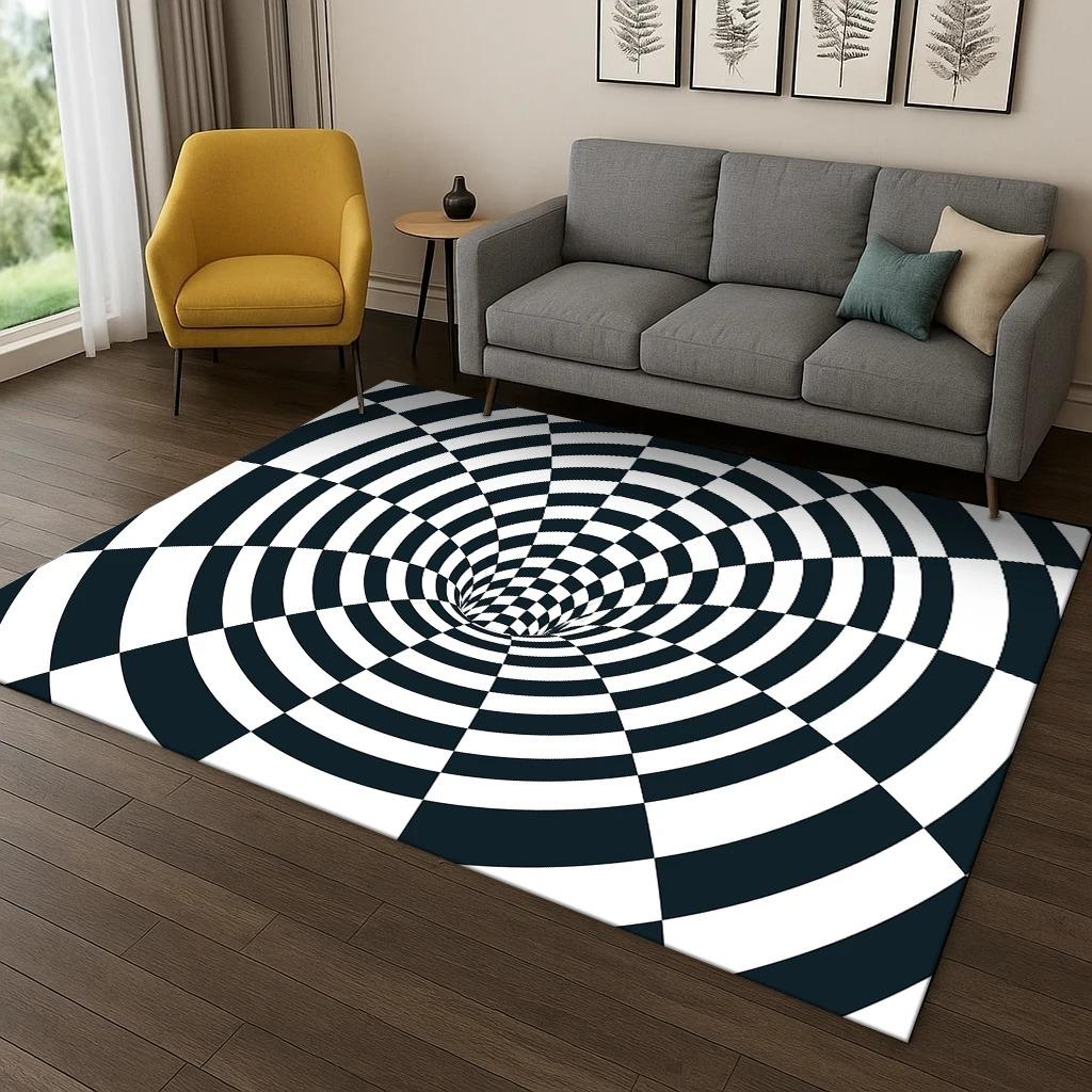 3D Mosaic Visual Geometry Illusion Carpet Rug for Playroom Living Room Bedroom Kitchen Doormat Decor Carpets for Living Room