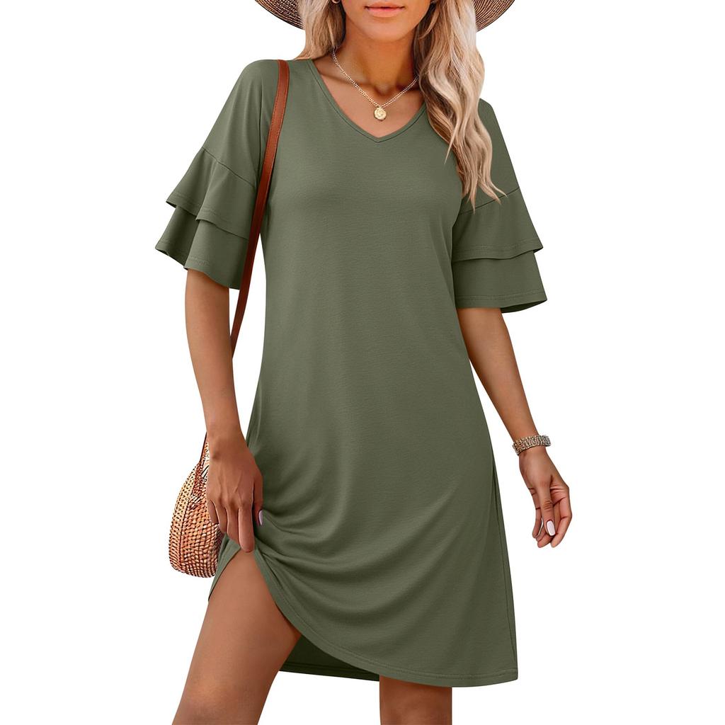 Women's Fashionable Loose-Fit -Color Casual Dress