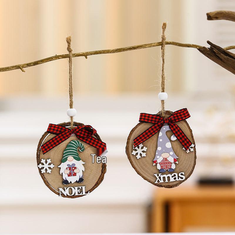 Wooden Christmas Bow Ornament: Raw Wood Pendant for Tree Decoration