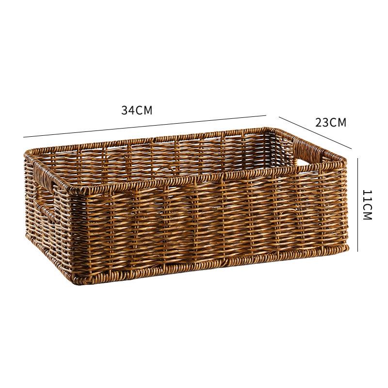 Coș de depozitare de birou în stil nordic cu împletitură de ratan pentru măsuța de cafea din living