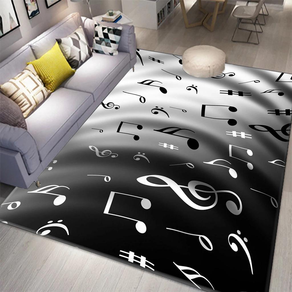 Music Note Carpet for Living Room Bedroom Hallway Balcony Entrance Doormat Floor Mat Large Soft Anti-slip Area Rug Home Decor