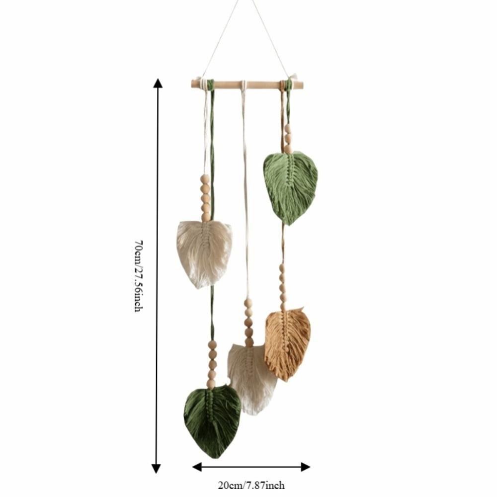 Yarn Woven Wall Art Leaf Tapestry Handmade Wall Hanging Pendant Creative Handwoven Tapestry  Gift
