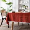 Farmhouse Solid Color Tablecloth Rectangle Cotton Fabric Pompom Tassel Table Cover For Kitchen Dinning Wedding Party Decorations