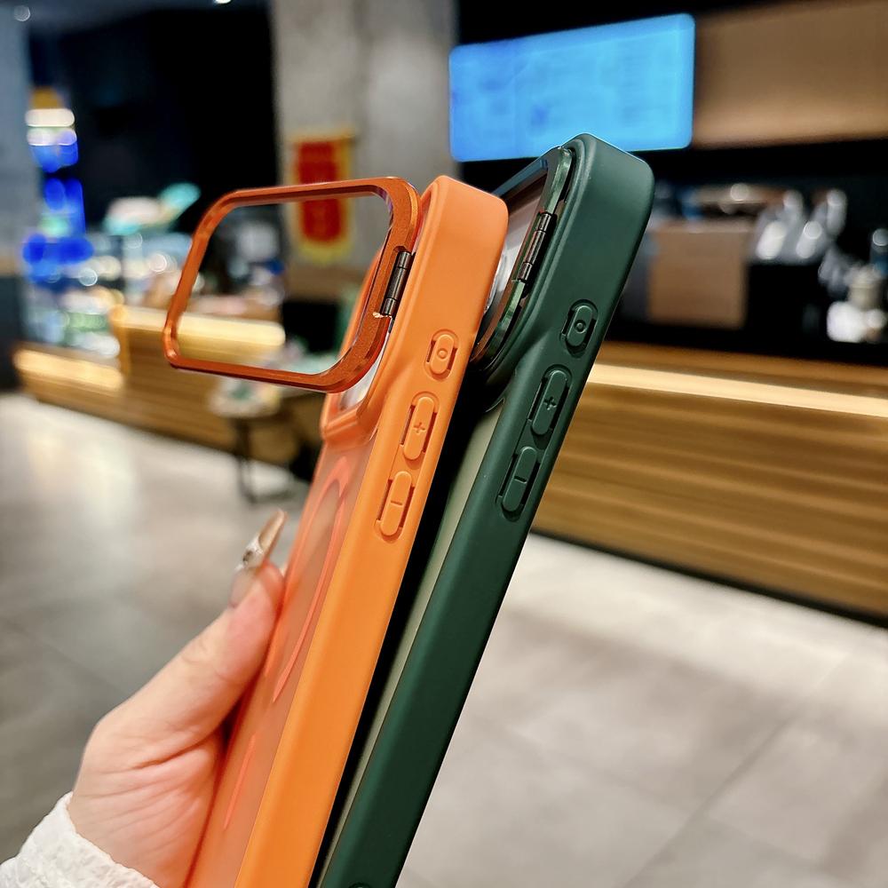 KEYSION Metall-Objektivständer Handyhülle für MagSafe für iPhone 17 Pro Max 17 Air Magnetisch Transparent Matt PC+TPU Stoßfeste Hülle