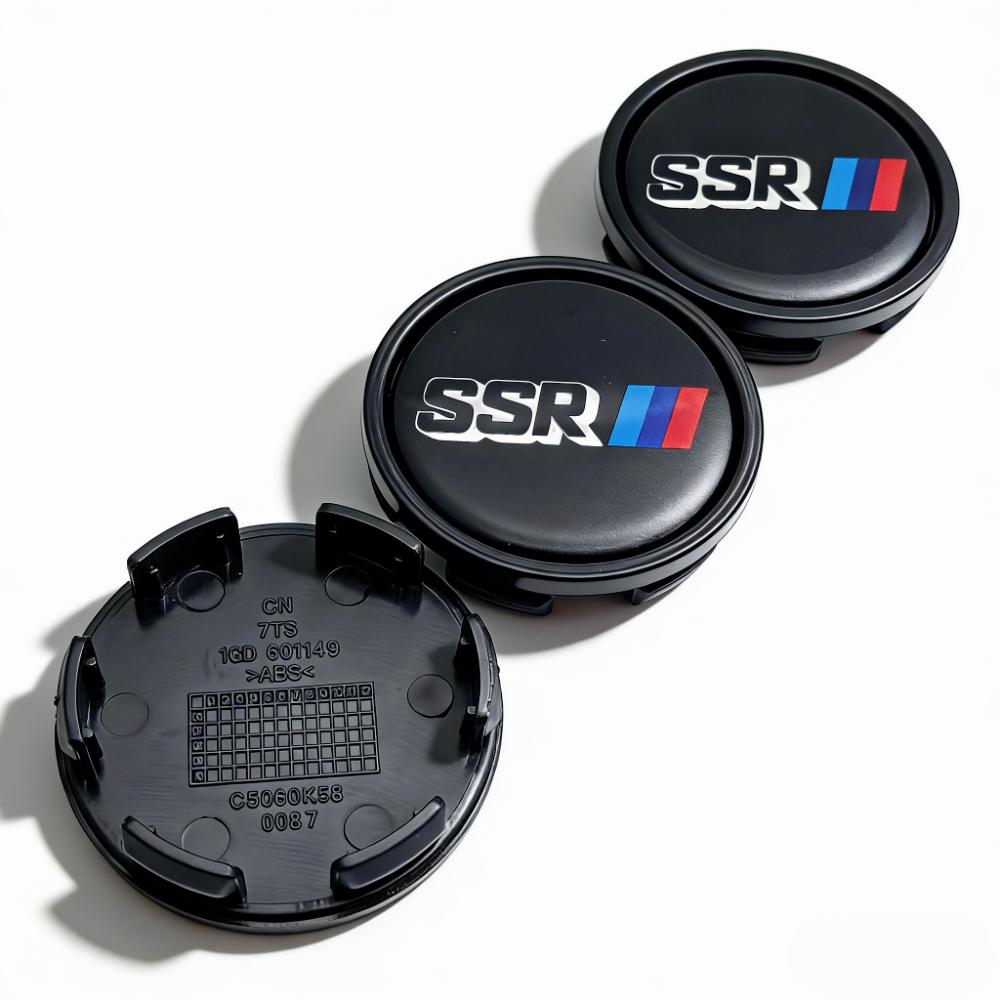 4pcs SSR Logo Badge Emblem Car Wheel Center Caps 58MM Clips 53MM Rim Hubcaps Dust Cover Wheels Hub Cap Replace Car Accessories