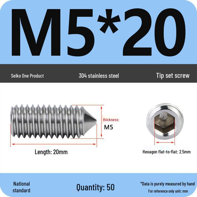 304 Stainless Steel Internal Hex Set Screw | Headless Grub Screw M2-M16