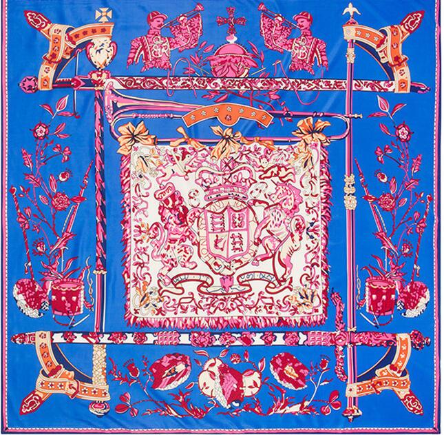 130cm*130cm Royal Chant Silk Totem Square Scarf Women's Scarves Bandana Echarpe Hiver Femme Ponchos And Capes Foulard