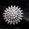 Elegant Rhinestone Pearl Snowflake Brooch - Premium Alloy for Wedding and Formal Wear