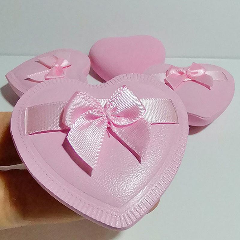 2/5Pcs Heart Bow Makeup Powder Puffs That Can Be Used In Both Dry And Wet Combinations Cotton Candy Air Cushion Powder Puff