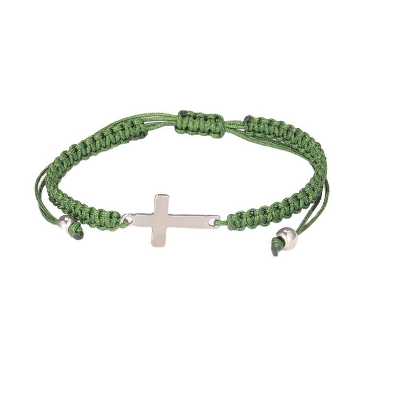 Handmade Woven Titanium and Steel Cross-shaped Bracelet Jewelry for Couples, Bracelet Cord