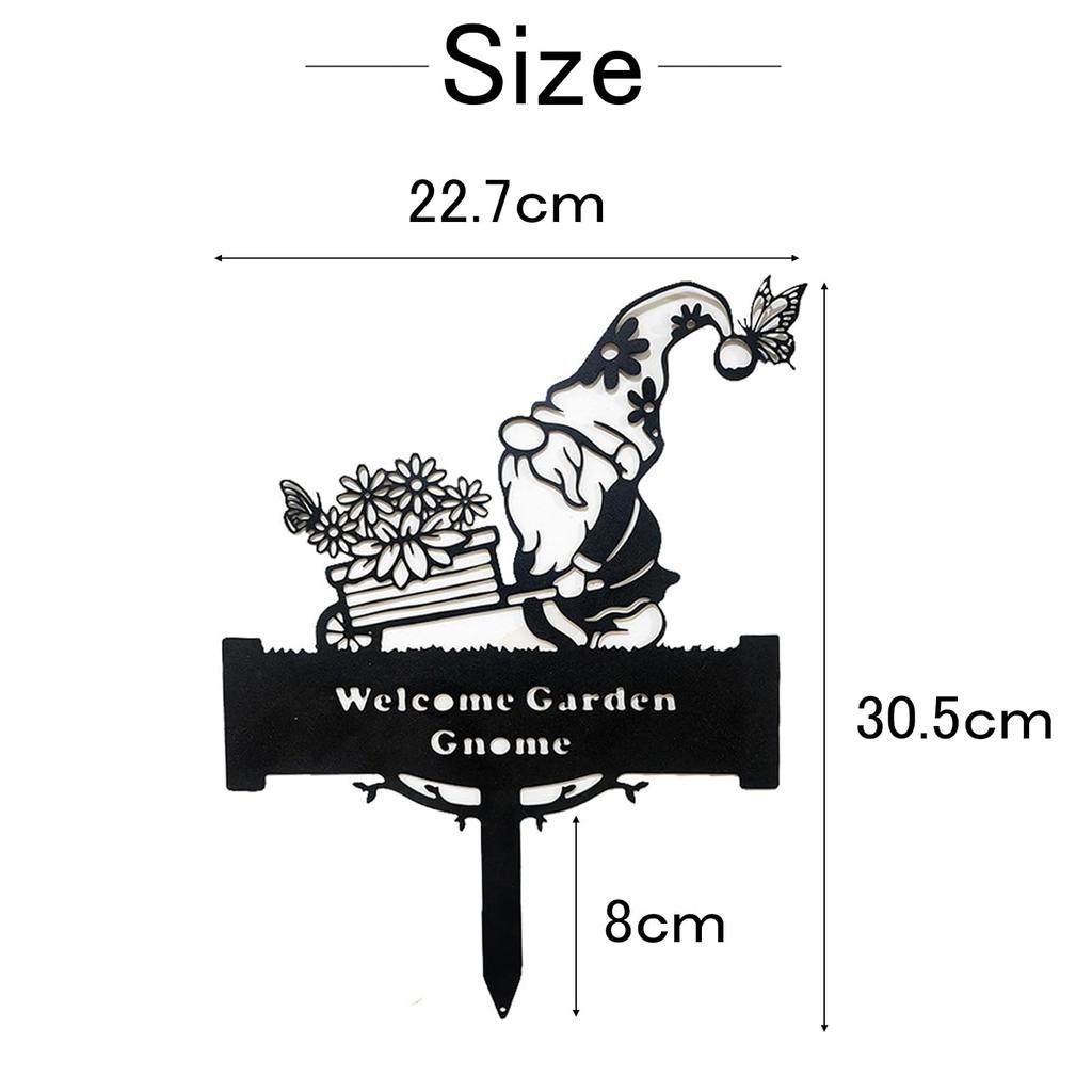 Silberfarbene Gartenaccessoires Willkommensschild Eisenplatte Fee Zwerg Objekt Gartenspaten & (Muster A)