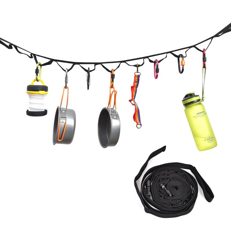 Hot-Selling Outdoor Tent Storage Lanyard: 19-Loop Camping Clothesline Tie Strap