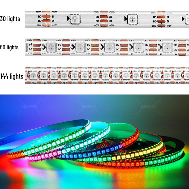 WS2813 Dream Color 5050 RGB LED Strip with Built-in IC Driver and Breakpoint Resume, DC5V