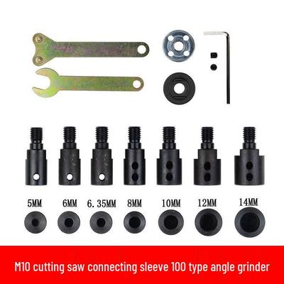 M10 Cutting Saw Blade Shaft Sleeve Rod for 100 Type Angle Grinder, Compatible with 5/6/6.35/8/10/12/14mm Shaft