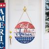 Country Style Rustic July Fourth Welcome Door Hanger Featuring Red White Blue Theme
