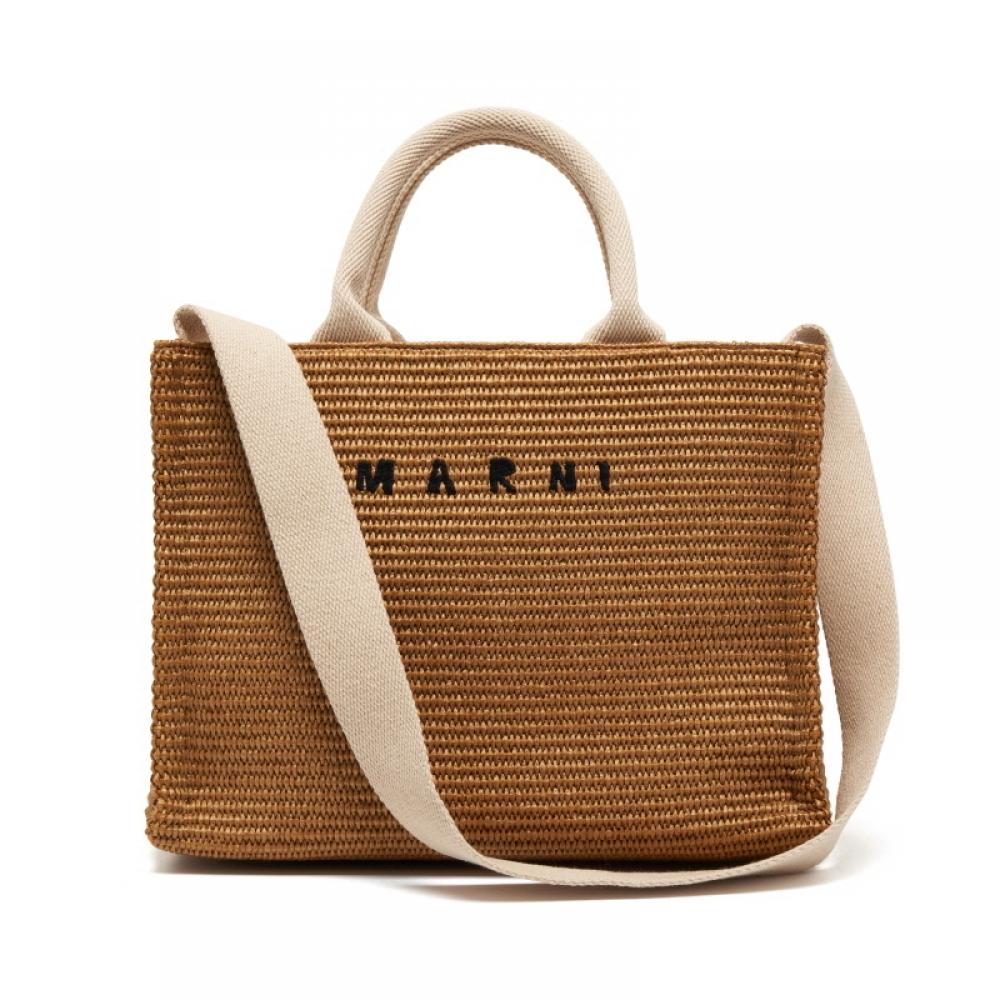 Marni Shmp0077u0 P3860 Z0r42 East West Raffia Small Top Handle Tote
