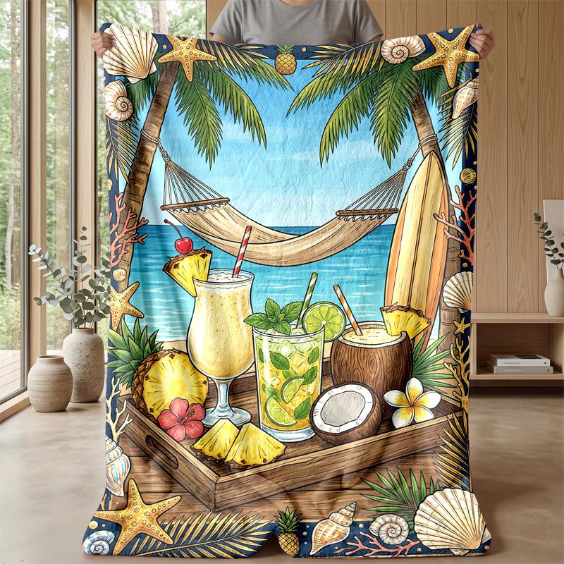 Summer Ice Cream Delight Theme blanket Lightweight Warm Flannel Blanket Decorative Throw Blanket for Home Decoration