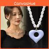 Elegant Korean Style Cream Heart Pearl Necklace For Women With Sweet Romantic Design