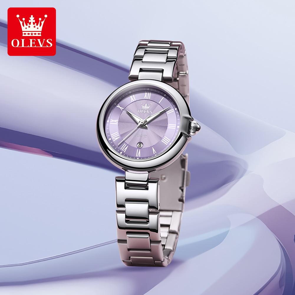 OLEVS Women's Watches Roman Scale Auto Date Exquisite Small Dial Stainless Steel Waterproof Elegant NEW Ladies' Watches