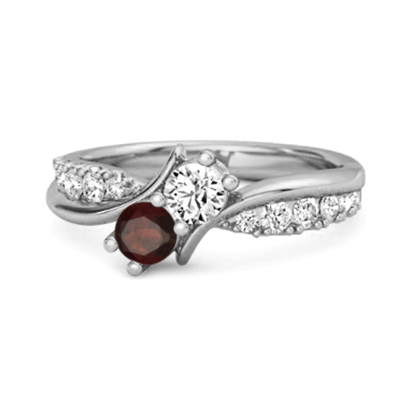 Garnet Twin Stone pave Ring - 925 Sterling Silver 12 белый