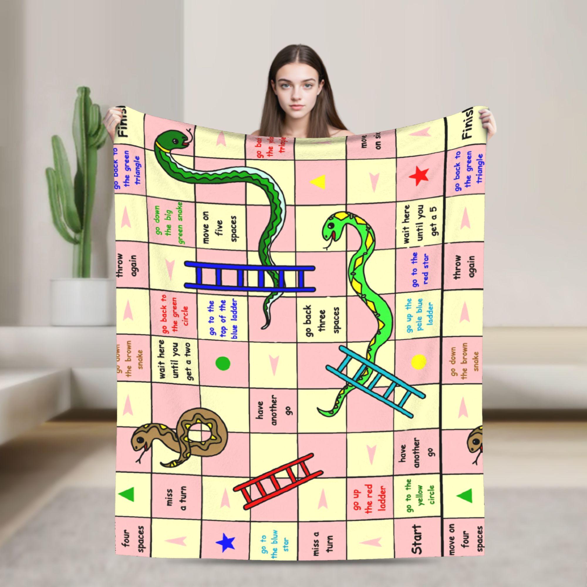

Snake Ladder Chessboard Game Flannel Blankets Warm Soft Throw Blanket for Bedroom Camping Fashion Bedspread Sofa Bed Cover 75x90cm