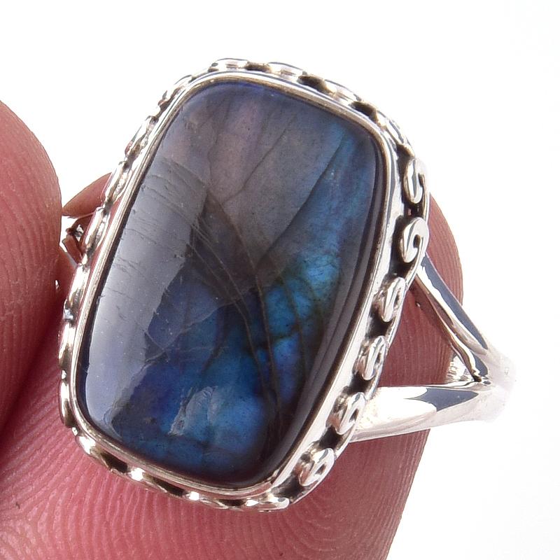 

Natural Labradorite Gemstone Handmade 925 Solid Sterling Silver Ring Size 7 U5G08