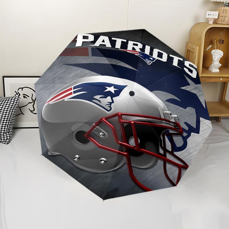 Patriot Logo Print Automatic Umbrella, 8 Rib Iron Frame, Plastic Handle, Suitable for Outdoor Travel &Daily , Ideal Gift