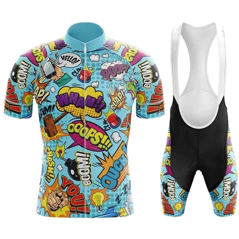 2026 Summer Breathable Cycling Suit Set Pro Team Cycling Clothing Man's MTB Bike Suit Short Sleeve Bike Clothes Ropa Ciclismo Hombre Cartoon