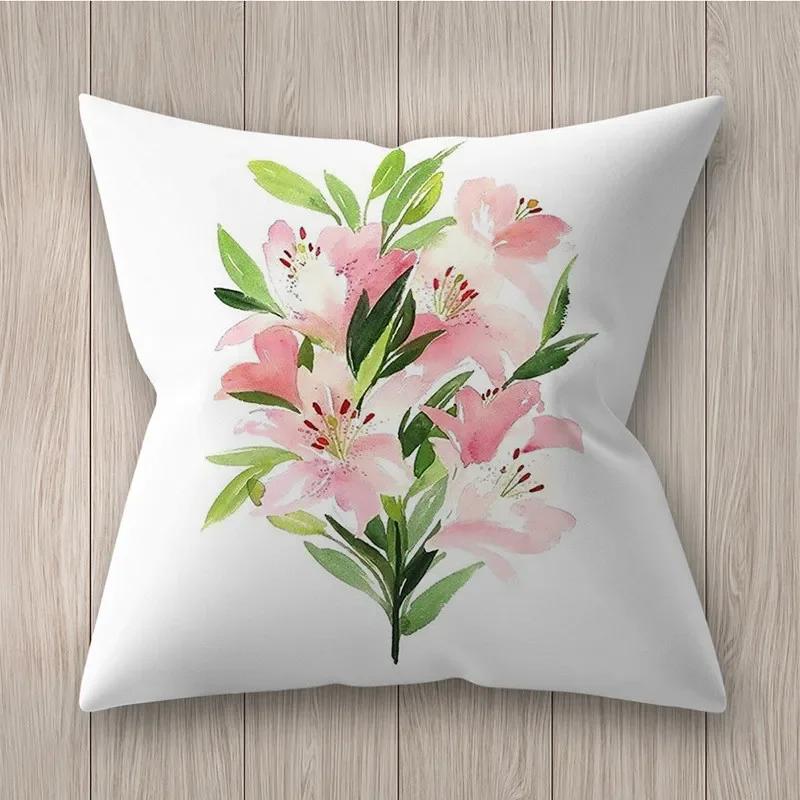 Square Polyester Cushion Cover Living Room Home Decor Throw Pillow  Rustic Rose Printed  Case