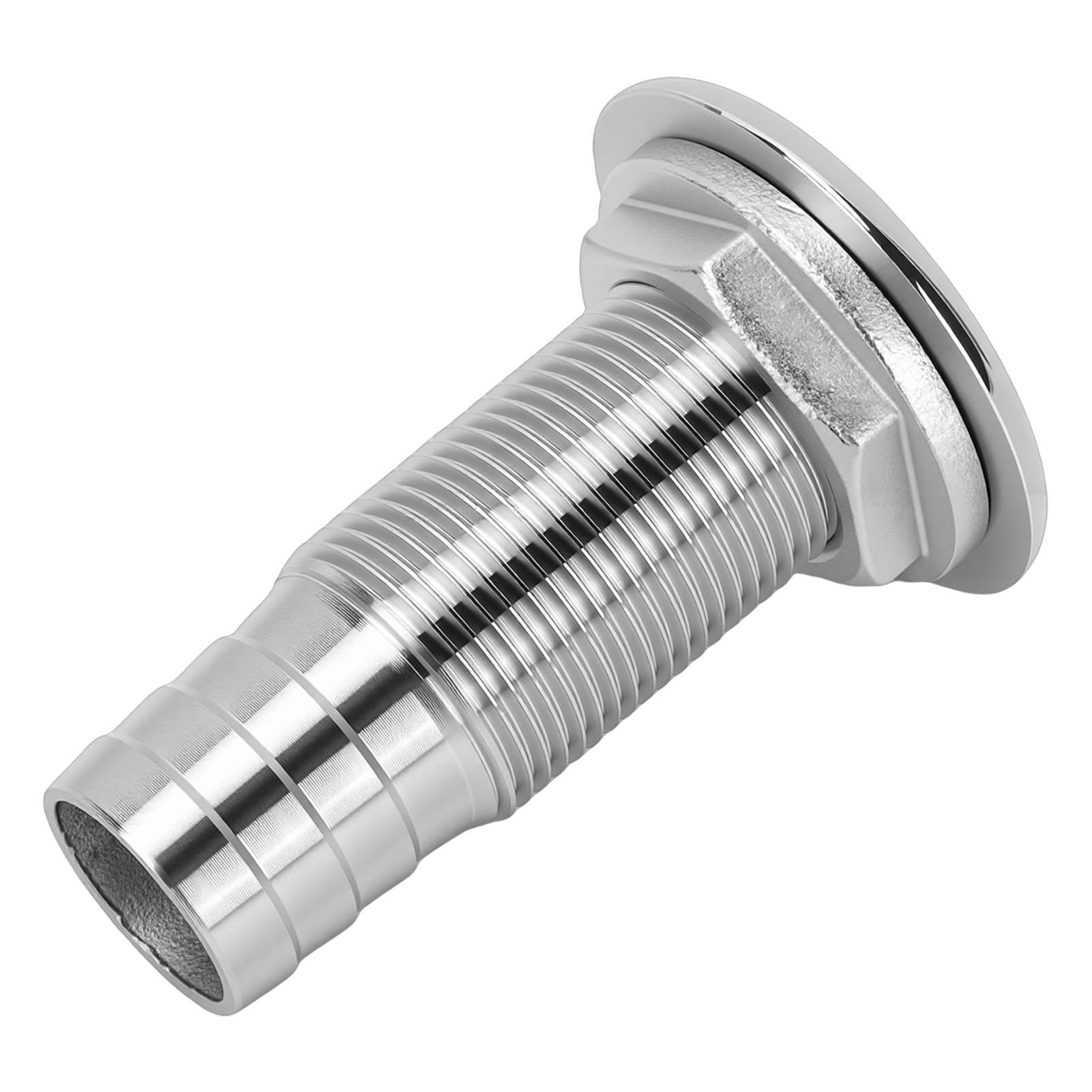 

Thru Hull Fitting 1 Inch 316 Stainless Steel Straight Barbed Hose Thru Drain Connector for Boat Yacht 1 Inch Half
