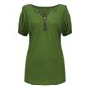 Women's Casual Fashion Zipper V-neck Solid Color Short Sleeve Top