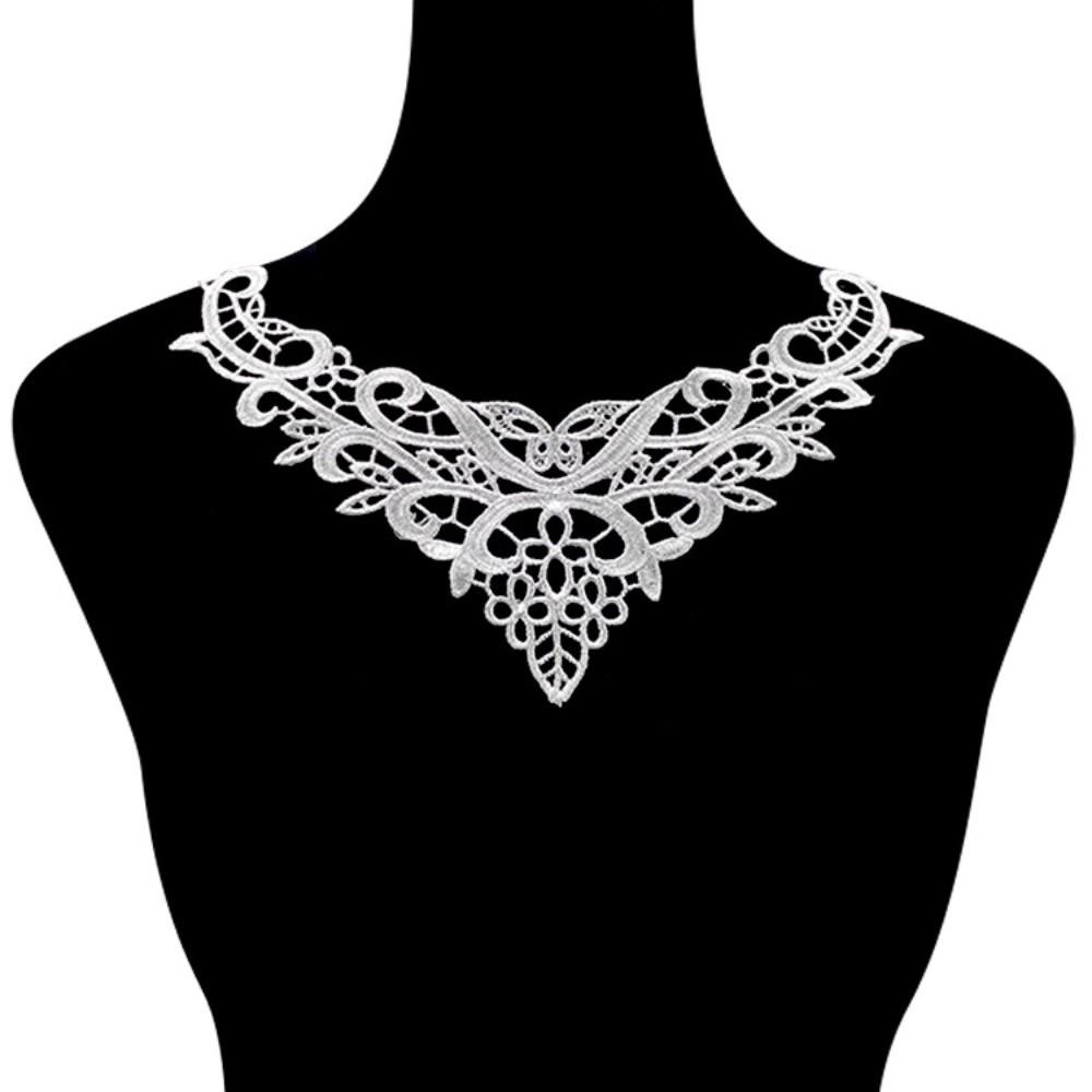 

Black Lace V-Neck Hollow False Collar Lace Neckline for Dress Gown Costumes DIY Sewing Collar білий