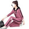 Casual Sports Outfit for Women, Fashionable Korean-style Oversized Hooded Pullover Set for Spring, Autumn and Winter, Two Pieces.