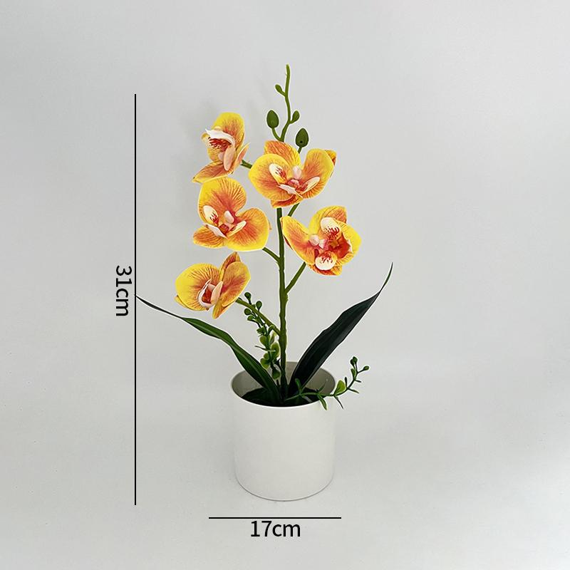Artificial Orchid Potted Plants Fake Phalaenopsis In Plastic Pot Bonsai Plants Wedding Table Centerpiece Home Office Decoration