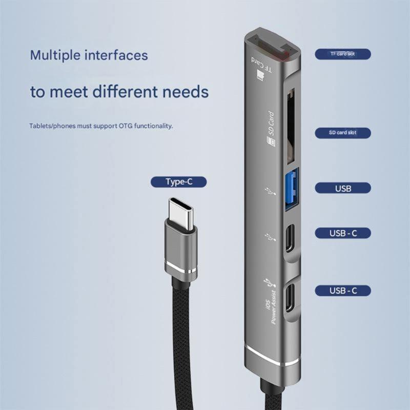 Portable USB C And USB A To TFSD Card Adapters Multiport Hubs Fast Data Transfer OTG For Laptop Tablets