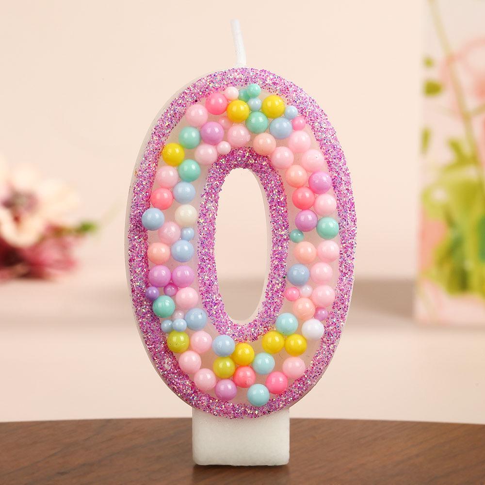 Colorful Ocean Ball Birthday Candle with Purple Edge - Creative Party Decoration