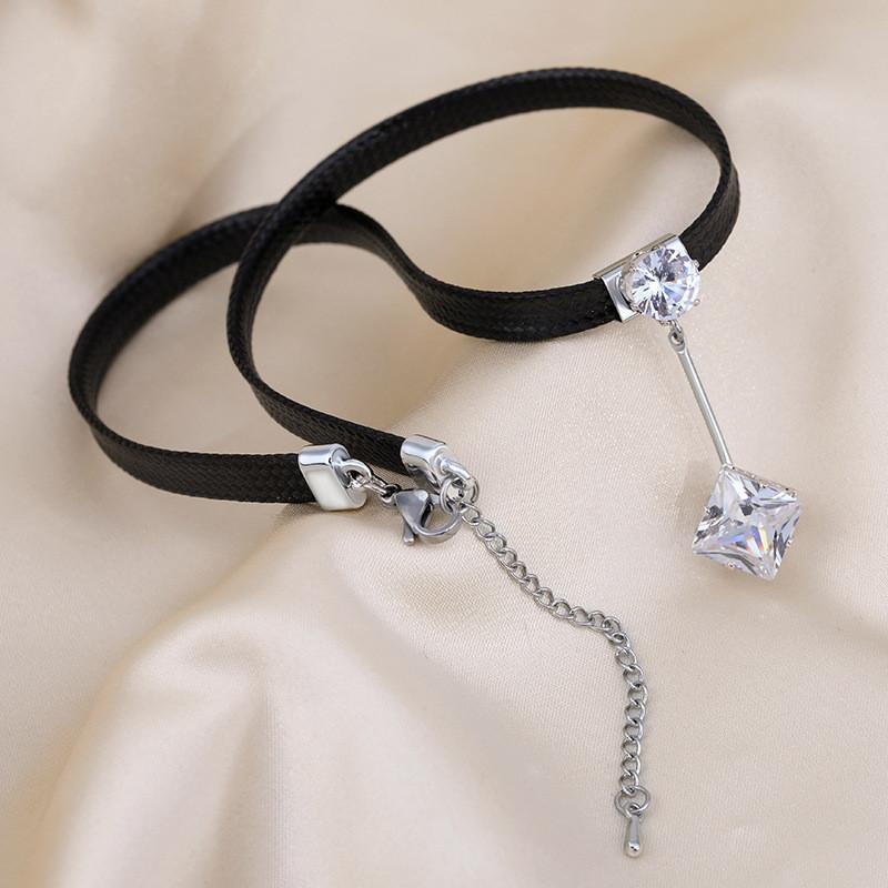 Elegant Korean Style Short Choker Neck Chain With Premium Square Zirconia Elements