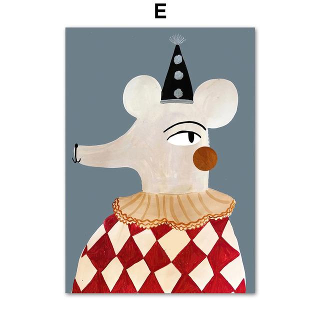 Léopard Lapin Ours Tigre Souris Arc-en-ciel Drôle Art Mural Toile Peinture Nordique Affiches Et Impressions Mur Photos Enfants Chambre Décor Sans Cadre