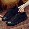 Small black shoes spring all black tide flat baseplate shoes sneakers canvas shoes
