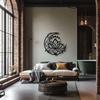 Wrought Iron Lotus Moon Wall Art Modern Minimalist Home Decor Living Room Bedroom Outdoor Patio Easy Install Housewarming Wedding Gift