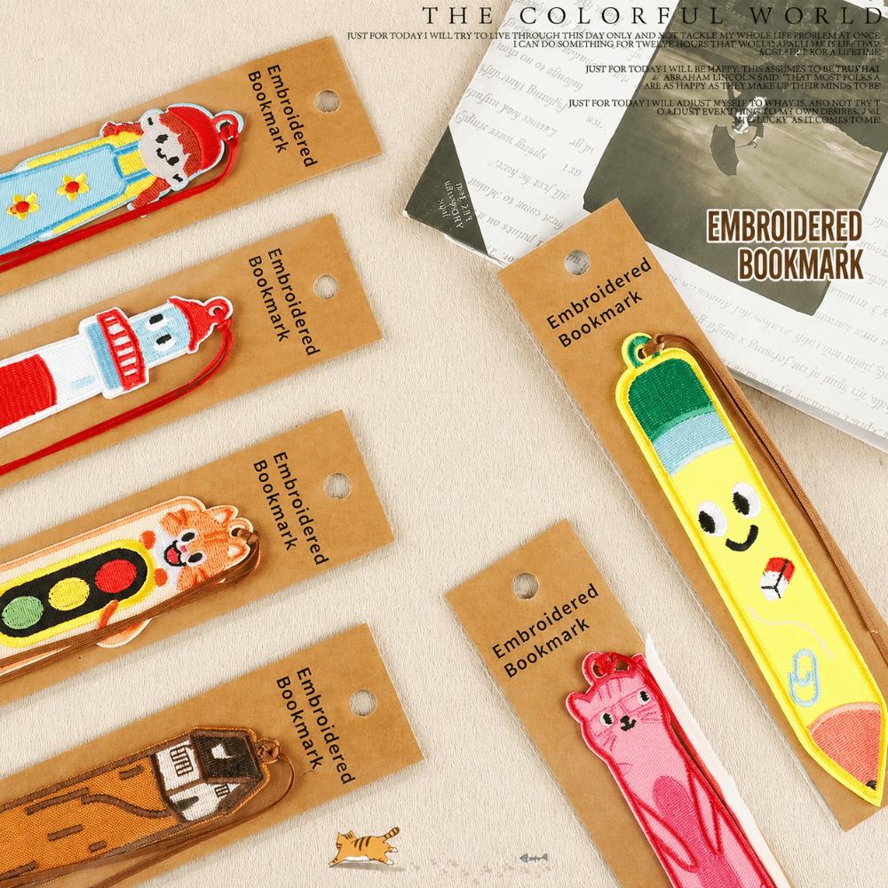 with Rope Embroidery Bookmarks Fabric DIY Decor Cloth Patches Cute Fabric Page Marker  Reading Gift