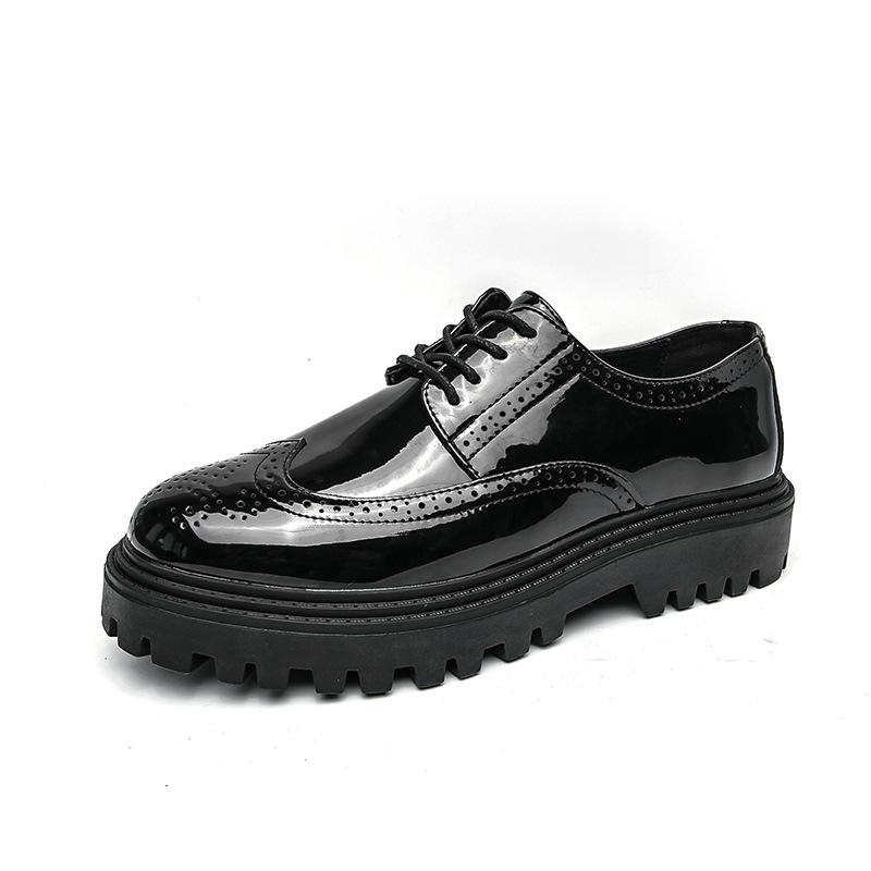 Cheap foreign trade leather shoes men's autumn British style dress business black platform brock wedding groom shoes