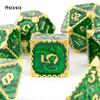 7 Pcs Green Yellow Dragon Metal Dice Solid Metal Polyhedral Dice Set Suitable for Role-Playing RPG  Board Game Card Game