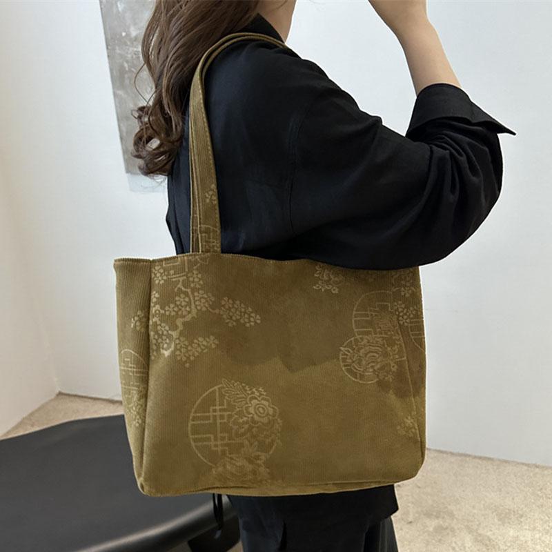 Genți de umăr florale de mare capacitate pentru femei, geantă casual din pânză, genți de cumpărături feminine versatile, genți noi la modă