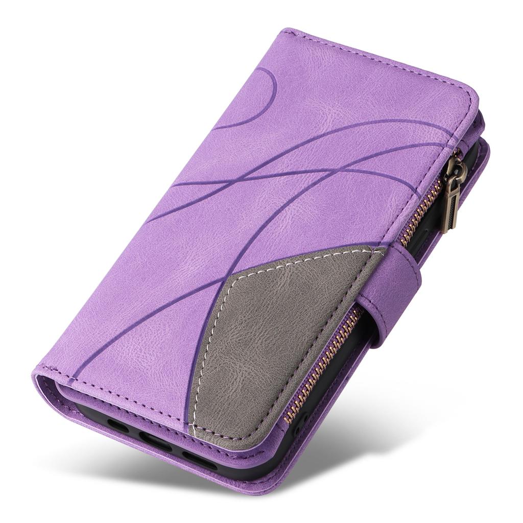 For Motorola Moto G04 4G/G24 4G/G04s 4G/E14 4G Leather Case with Strap Zipper 9 Card Slot Phone Cover Stand