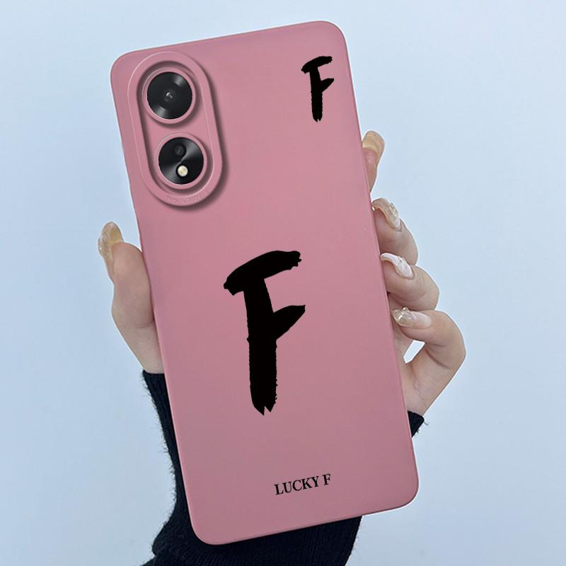 Case For Oppo A18 A38 A58 A78 4G Cover Camera Protection Cute Letter Liquid Silicone Soft Back Covers For Oppo A 38 A 18 Housing