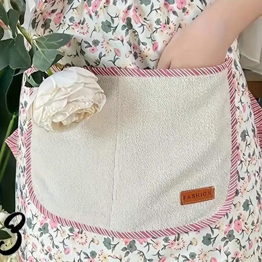 Vynikající květinová zástěra do pasu Korejský styl Kuchařská zástěra Pro domácí použití Poloviční zástěra Kuchyň