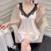 Internet Celebrity Sweet Ice Silk Nightdress Women's Summer Love Bubble Pink Polka Dot Suspender Skirt Thin Loungewear with Chest Pad