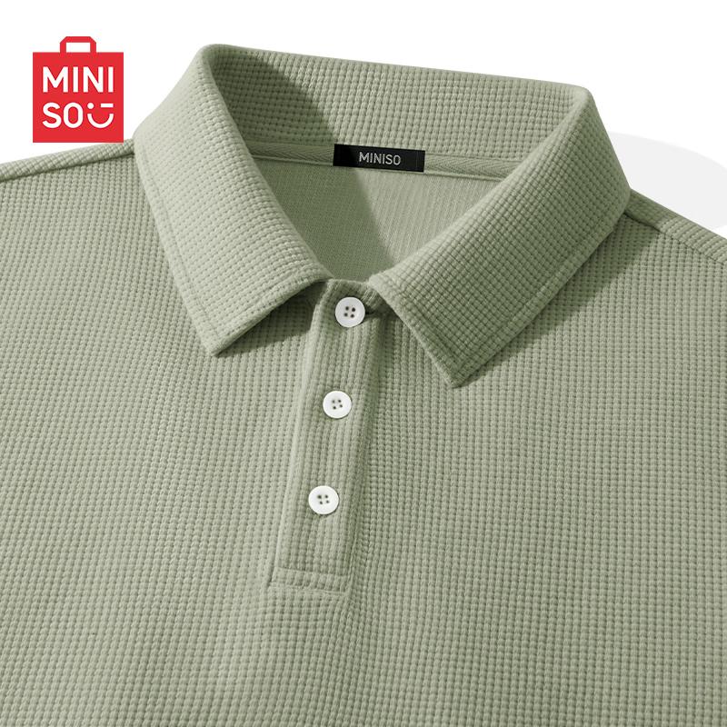 

MINISO Men s Waffle Knit Short Sleeve Polo Shirt 3XL