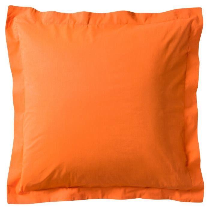 Taie d'oreiller - Mandarine - 75x75cm - 100% coton - Volantée - Uni
